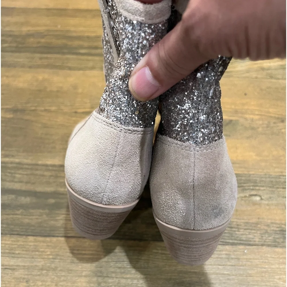 Dolce‎ Vita Tan Suede Sonya Glitter Western Boots Sz. 7.5